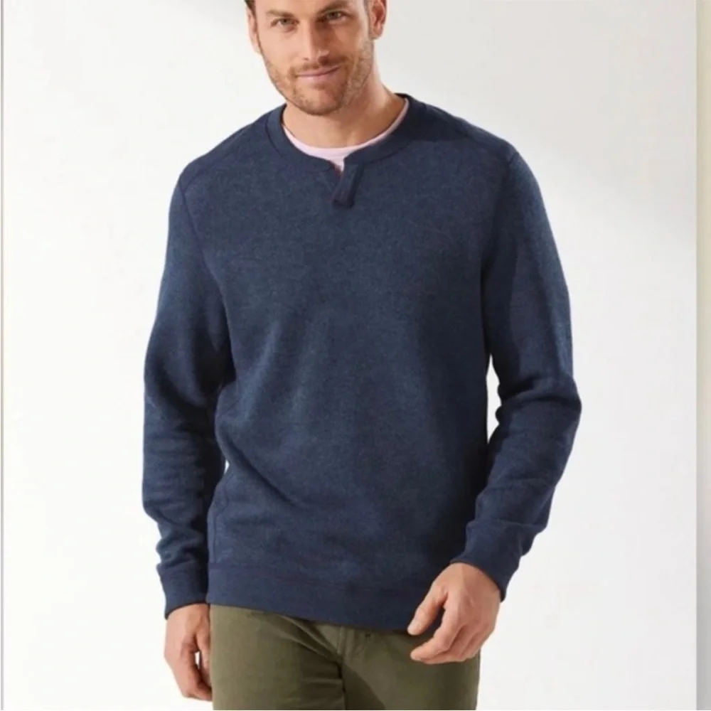 Tommy Bahama Maroon/Blue Reversible Flipstee Abaco Sweater Sz M - Picture 2 of 10